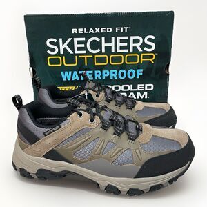 Skechers Selmen Enago Men 8.5 Hiking Shoes Tan Brown Black Waterproof Relaxed